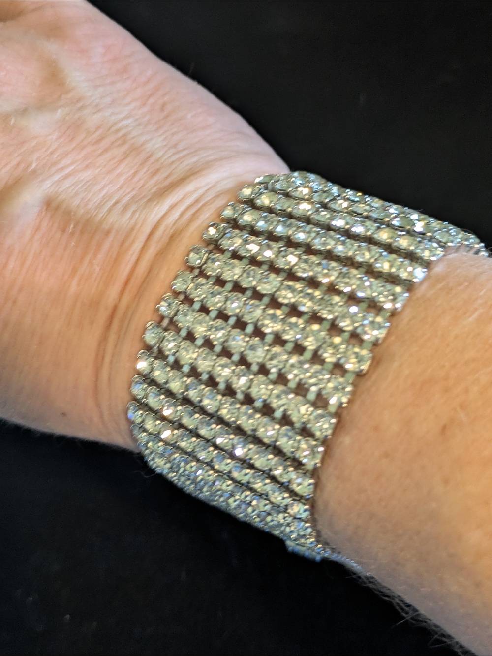 Albert Weiss Silver-Tone Multi-Row Rhinestone Bracelet